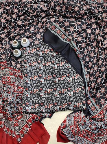 AJRAKH PRINTED UNSTICHED SHIRT /DUPATTA