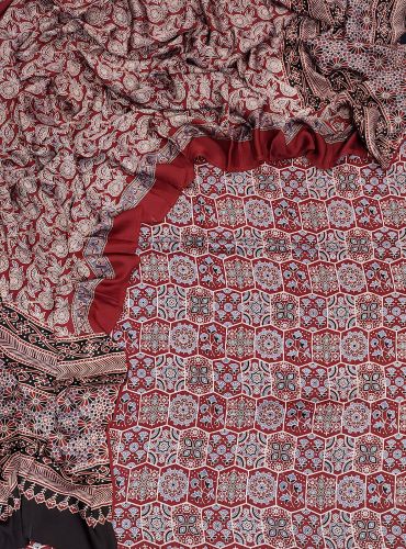 AJRAKH PRINTED UNSTICHED SHIRT /DUPATTA