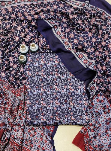 AJRAKH PRINTED UNSTICHED SHIRT /DUPATTA