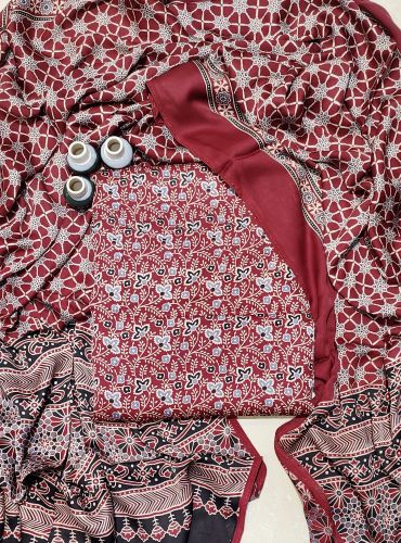 AJRAKH PRINTED UNSTICHED SHIRT /DUPATTA