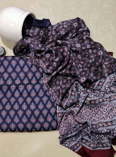 AJRAKH PRINTED UNSTICHED SHIRT /DUPATTA