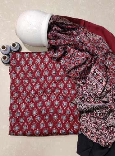 AJRAKH PRINTED UNSTICHED SHIRT /DUPATTA