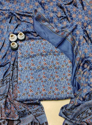 AJRAKH PRINTED UNSTICHED SHIRT /DUPATTA