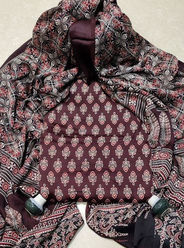 AJRAKH PRINTED UNSTICHED SHIRT /DUPATTA