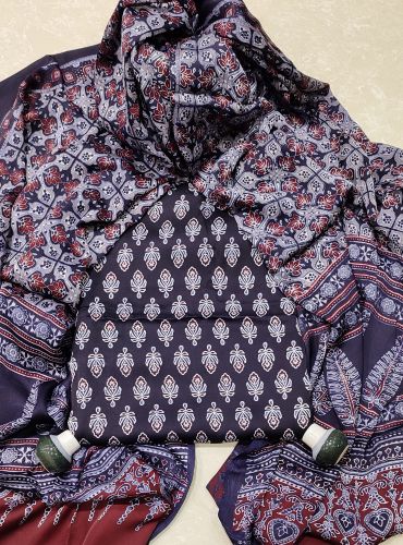 AJRAKH PRINTED UNSTICHED SHIRT /DUPATTA