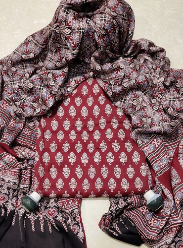AJRAKH PRINTED UNSTICHED SHIRT /DUPATTA