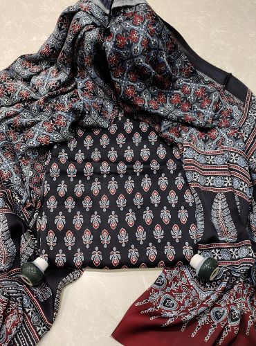 AJRAKH PRINTED UNSTICHED SHIRT /DUPATTA