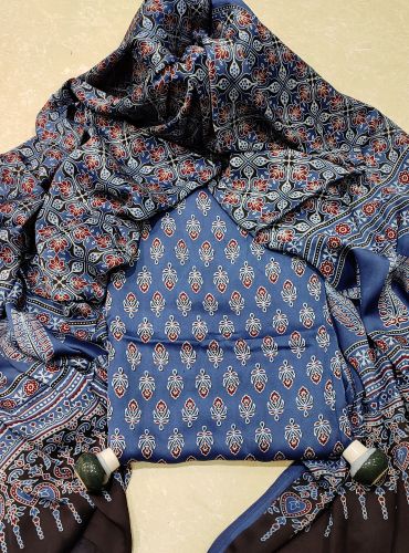 AJRAKH PRINTED UNSTICHED SHIRT /DUPATTA