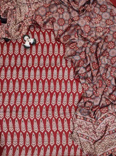 AJRAKH PRINTED UNSTICHED SHIRT /DUPATTA