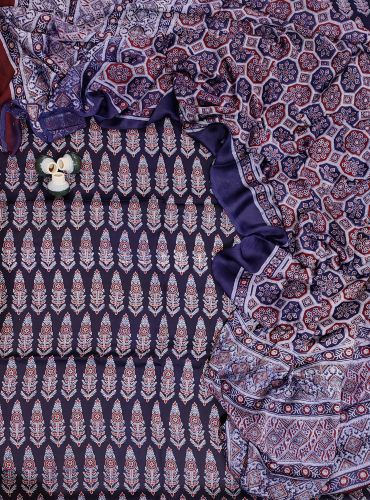 AJRAKH PRINTED UNSTICHED SHIRT /DUPATTA