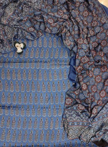 AJRAKH PRINTED UNSTICHED SHIRT /DUPATTA