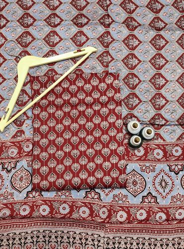 AJRAKH PRINTED UNSTICHED SHIRT /DUPATTA