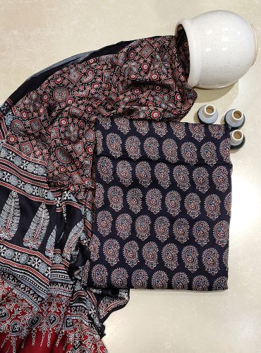AJRAKH PRINTED UNSTICHED SHIRT /DUPATTA