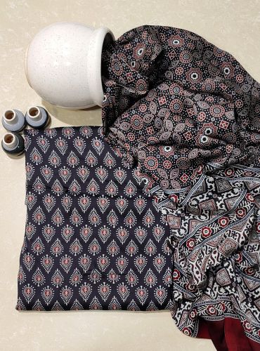 AJRAKH PRINTED UNSTICHED SHIRT /DUPATTA