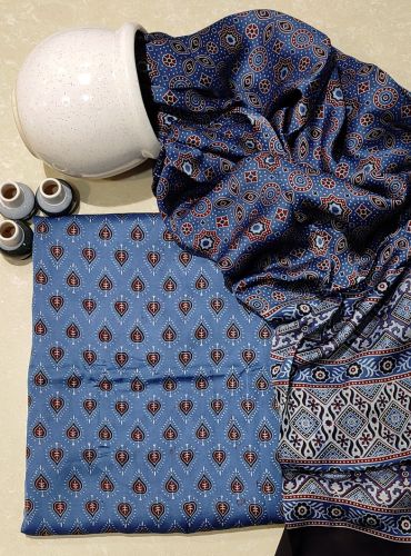 AJRAKH PRINTED UNSTICHED SHIRT /DUPATTA