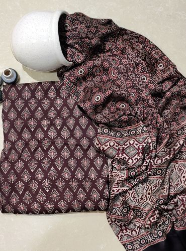 AJRAKH PRINTED UNSTICHED SHIRT /DUPATTA