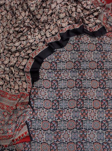 AJRAKH PRINTED UNSTICHED SHIRT /DUPATTA